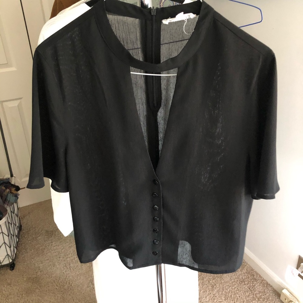 Urban Outfitters Black Cropped Blouse Small
